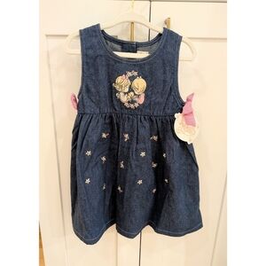 Vintage Embroidered Precious Moments Denim Dress